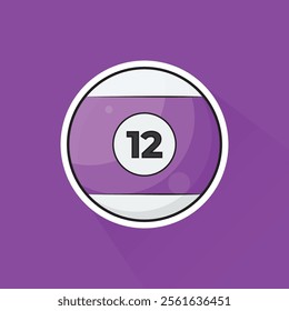 Illustration of Pool Ball Number 12 in Flat Design