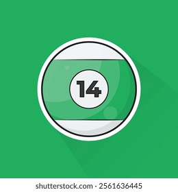 Illustration of Pool Ball Number 14 in Flat Design