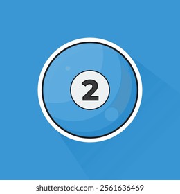 Illustration of Pool Ball Number 2 in Flat Design