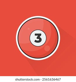 Illustration of Pool Ball Number 3 in Flat Design