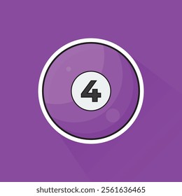 Illustration of Pool Ball Number 4 in Flat Design