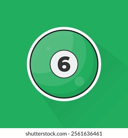 Illustration of Pool Ball Number 6 in Flat Design