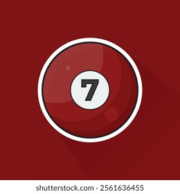 Illustration of Pool Ball Number 7 in Flat Design