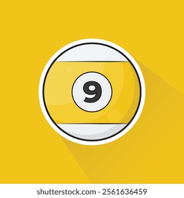 Illustration of Pool Ball Number 9 in Flat Design