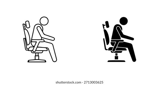 Illustration of poor ergonomic posture in an office chair, isolated on