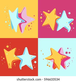 Illustration Pop Art. The composition of dancing stars in the style Andy Warhol.