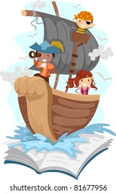 Illustration of a Pop Up Book with a Pirate Theme