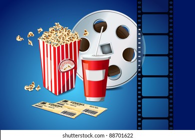 Illustration Pop Corn Movie Film Reel Stock Vector (Royalty Free ...