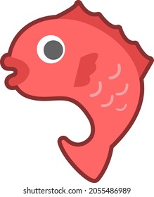 Illustration of pop and cute red sea bream New Year's card New Year Japan