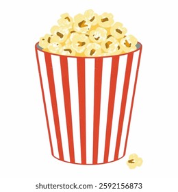 Illustration of Popcorn Bag Representing the Snack Industry Isolated on White Background. Popcorn Snack Icon for Cinemas, Movie Popcorn Illustration for Food Business