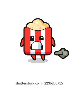 the illustration of the popcorn cartoon doing fart , cute style design for t shirt, sticker, logo element