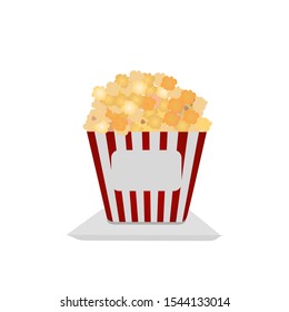illustration of a popcorn cartoon vector packaging. with red and white stripe packaging and blank templates for brands