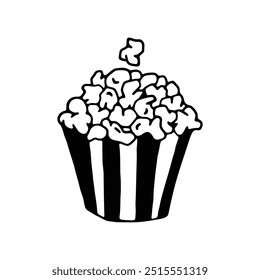 illustration of popcorn overflowing from a striped container