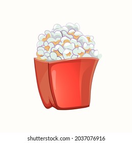 Illustration of popcorn in red box. Vector illustration 