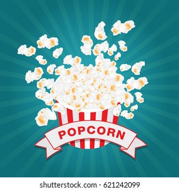 Illustration Popcorn in striped bucket 