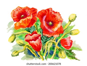 Illustration of Poppies vector