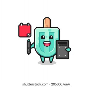 Illustration of popsicles mascot as a graphic designer , cute design