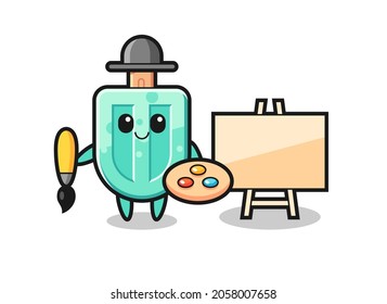 Ilustración de la mascota de los palitos como pintor, diseño lindo