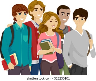 Illustration of a Popular Girl Surrounded by Teenage Guys