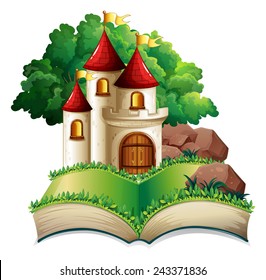 Illustration of a popup book of a castle