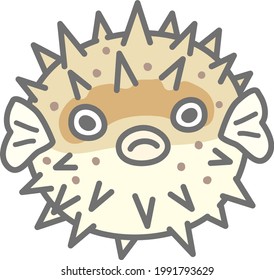 Illustration of a porcupinefish with thorns