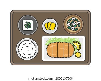 Illustration of pork cutlet set meal.