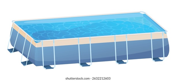 Ilustração de uma piscina portátil em um fundo branco que é perfeito para diversão de verão e relaxante no quintal em dias quentes.