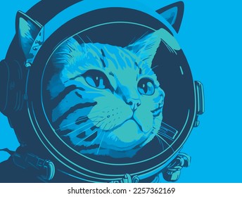 Illustration Portrait Astronaut Cat Vector stock illustration