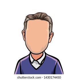 illustration of portrait, big head avatar.