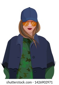 illustration portrait girl style military  