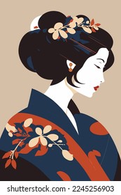 Premium Vector  Traditional japanese geisha design