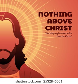An illustration of portrait of Jesus Christ in the rays of light religious concept