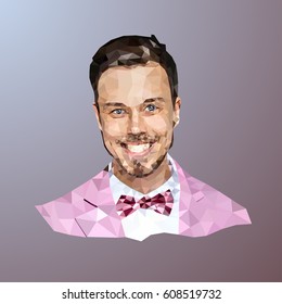 Illustration portrait in LOW POLY style. Basic element polygon and triangle.