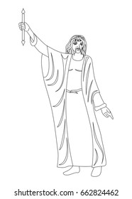 the illustration - with portrait of man - magician.