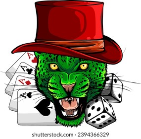 illustration of portrait of panther boy with hat on white background