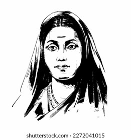 Illustration Porträt von Savitribai jyotirao Phule, erste weibliche Lehrerin von Indien. Indische Sozialreformer, Pädagogen und Dichter.