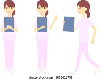 Illustration pose collection of female nurses