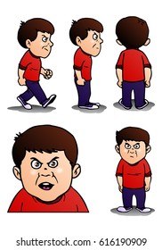 illustration of a pose of naughty boy on isolated white background