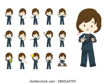 Illustration pose set of nurse in scrubs