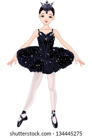  Illustration of posing beautiful black ballerina