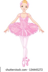  Illustration of posing beautiful pink ballerina