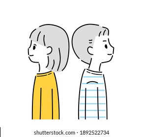 Illustration of a positive couple back to back.