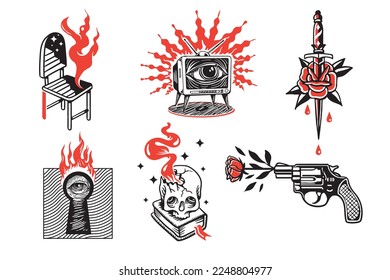 illustration of post modern art set. Vector graphic	