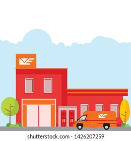 Illustration of a post office isolated on white background