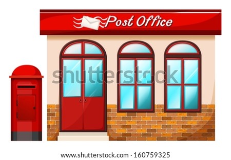 Illustration of a Post office on a white background
