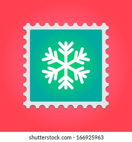 Illustration of a post stamp  with a snow flake