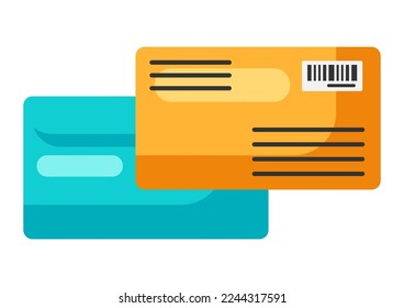 Illustration of postal envelopes. Delivery of goods by order in store.