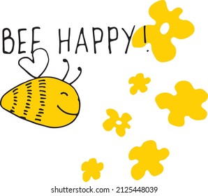 Illustration for postcard bee happy