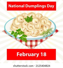 Illustration postcard bright National Dumplings Day