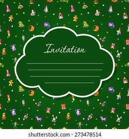 Illustration of postcard with fairy tales flat design magic vector  icons and elements